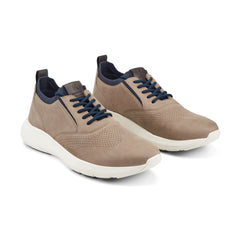 Men Rockport Jeffson Casual Lace-up Sneakers Taupe Leather