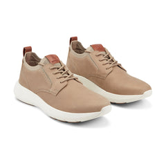 Men Rockport Jonston Lace-up Casual Sneakers Taupe Leather