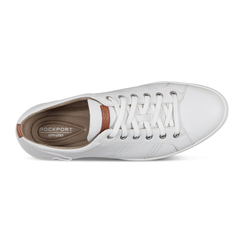 Men Rockport Colle Lace-to-Toe Sneaker White Leather