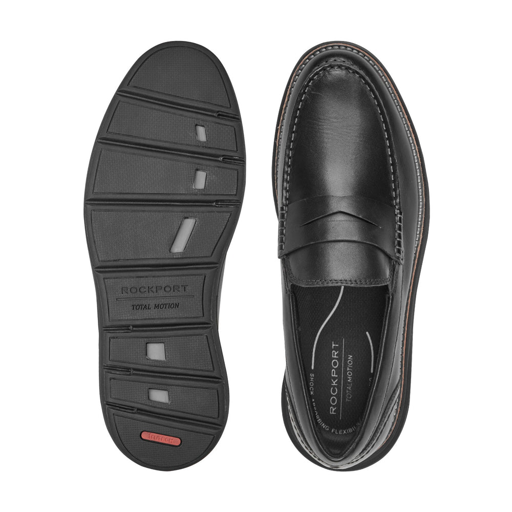Men Rockport Total Motion Cadwyn Loafers Black Leather