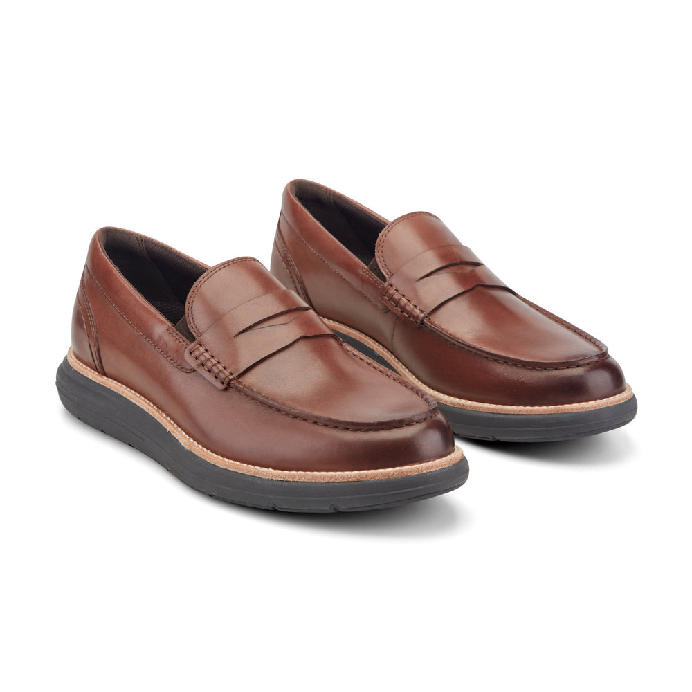 Men Rockport Total Motion Cadwyn Loafers Medium Natural Leather
