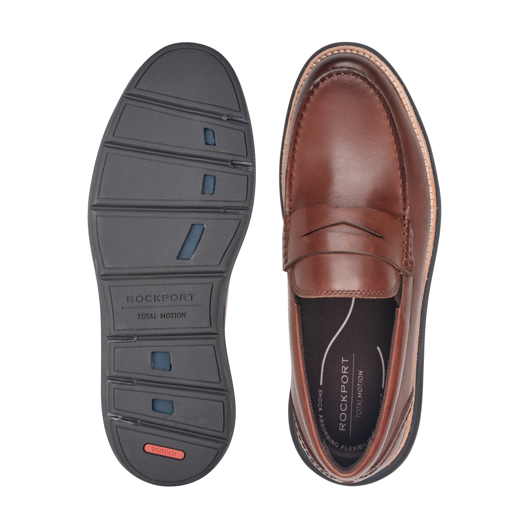 Men Rockport Total Motion Cadwyn Loafers Medium Natural Leather