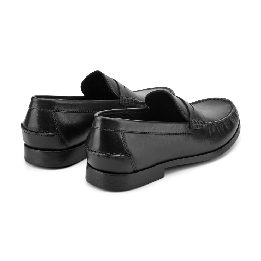 Men Rockport Willcox Classic Penny Loafers Black Leather