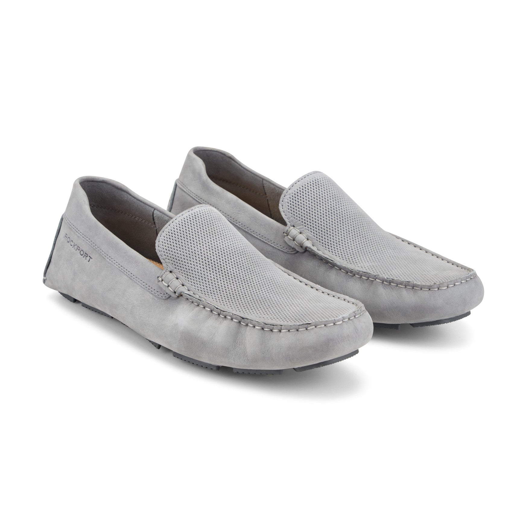 Men Rockport Rodger Loafers Light Gray Suede