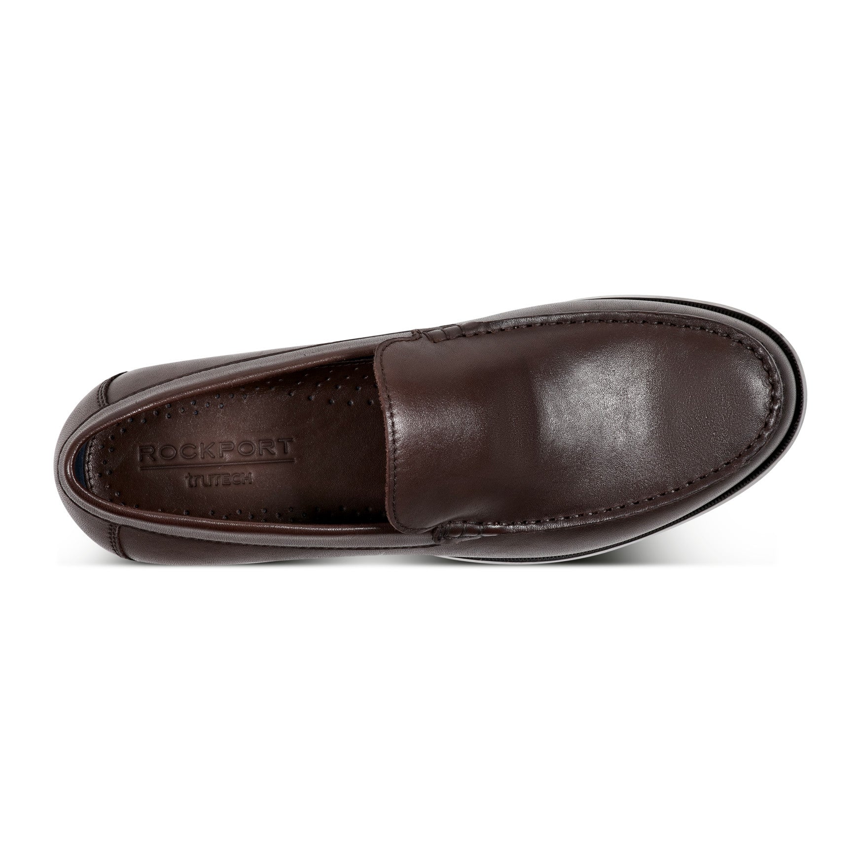 Men Rockport Whitley Loafers Dark Brown Leather