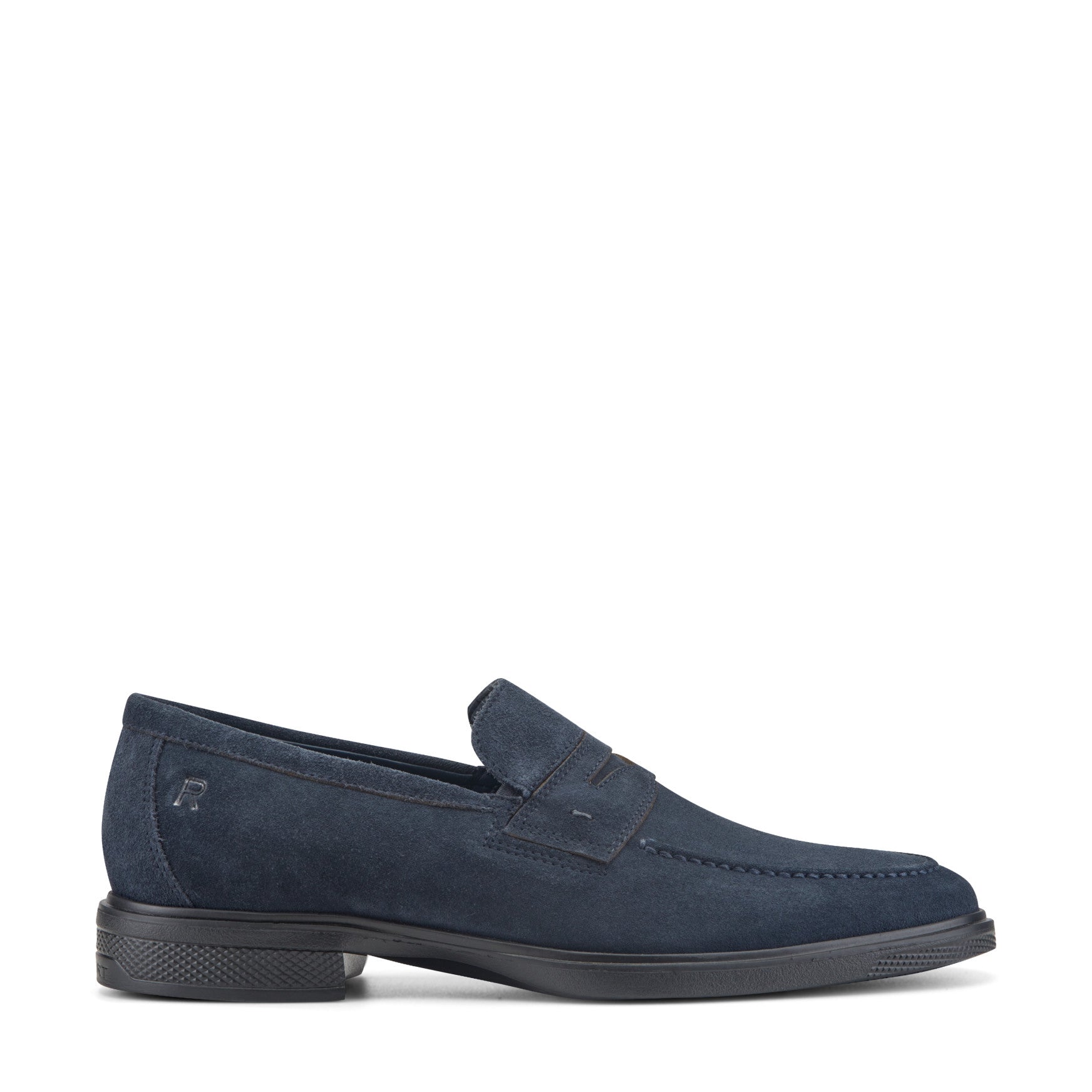 Men Rockport Keenan Penny Loafers Dark Blue Suede