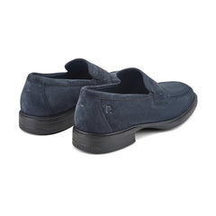 Men Rockport Keenan Penny Loafers Dark Blue Suede