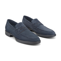 Men Rockport Keenan Penny Loafers Dark Blue Suede