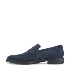 Men Rockport Keenan Penny Loafers Dark Blue Suede