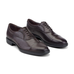 Men Rockport Keefe Dress Cap Toe Lace-up Oxfords Dark Brown Leather