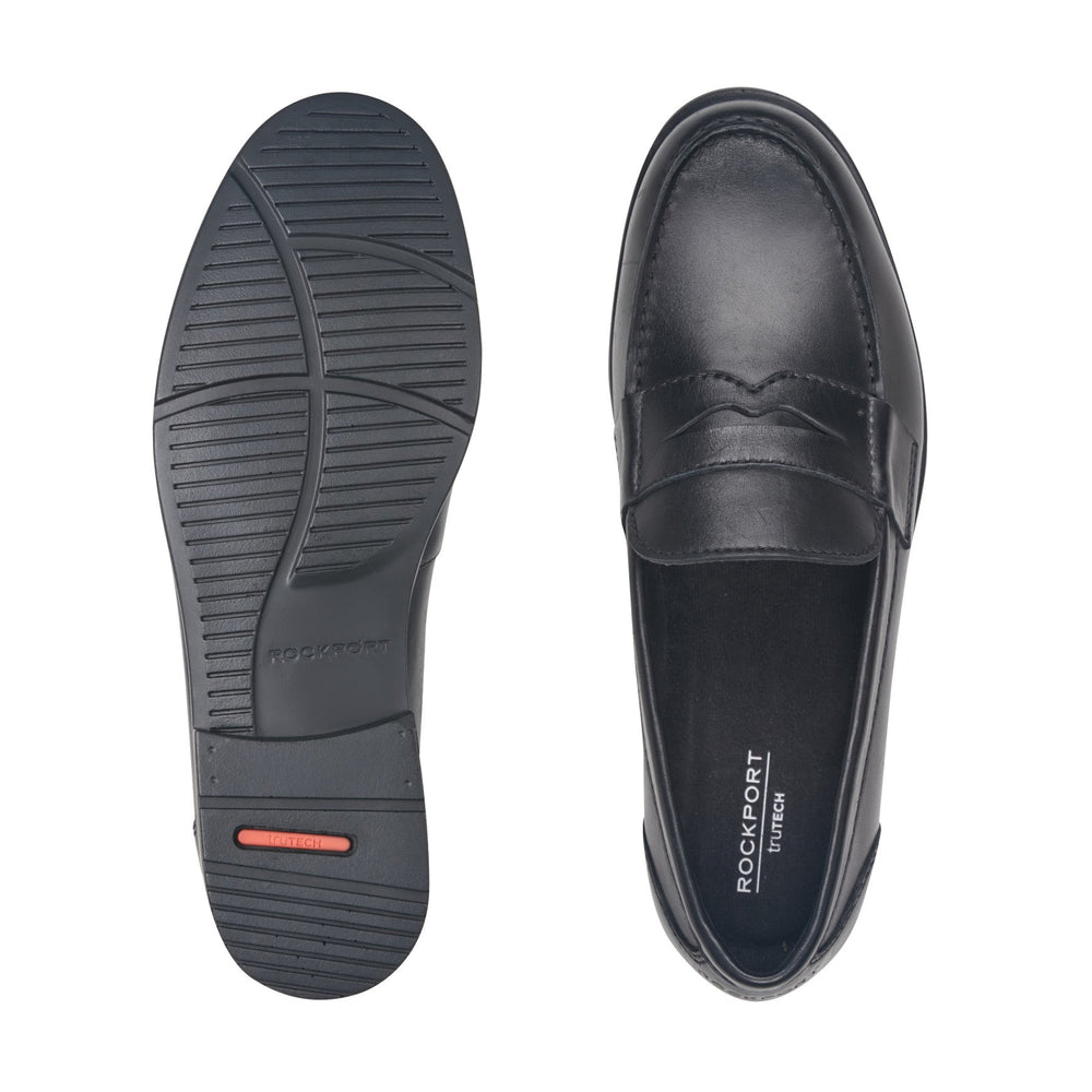 Men Rockport Classic Penny Loafers Black Leather