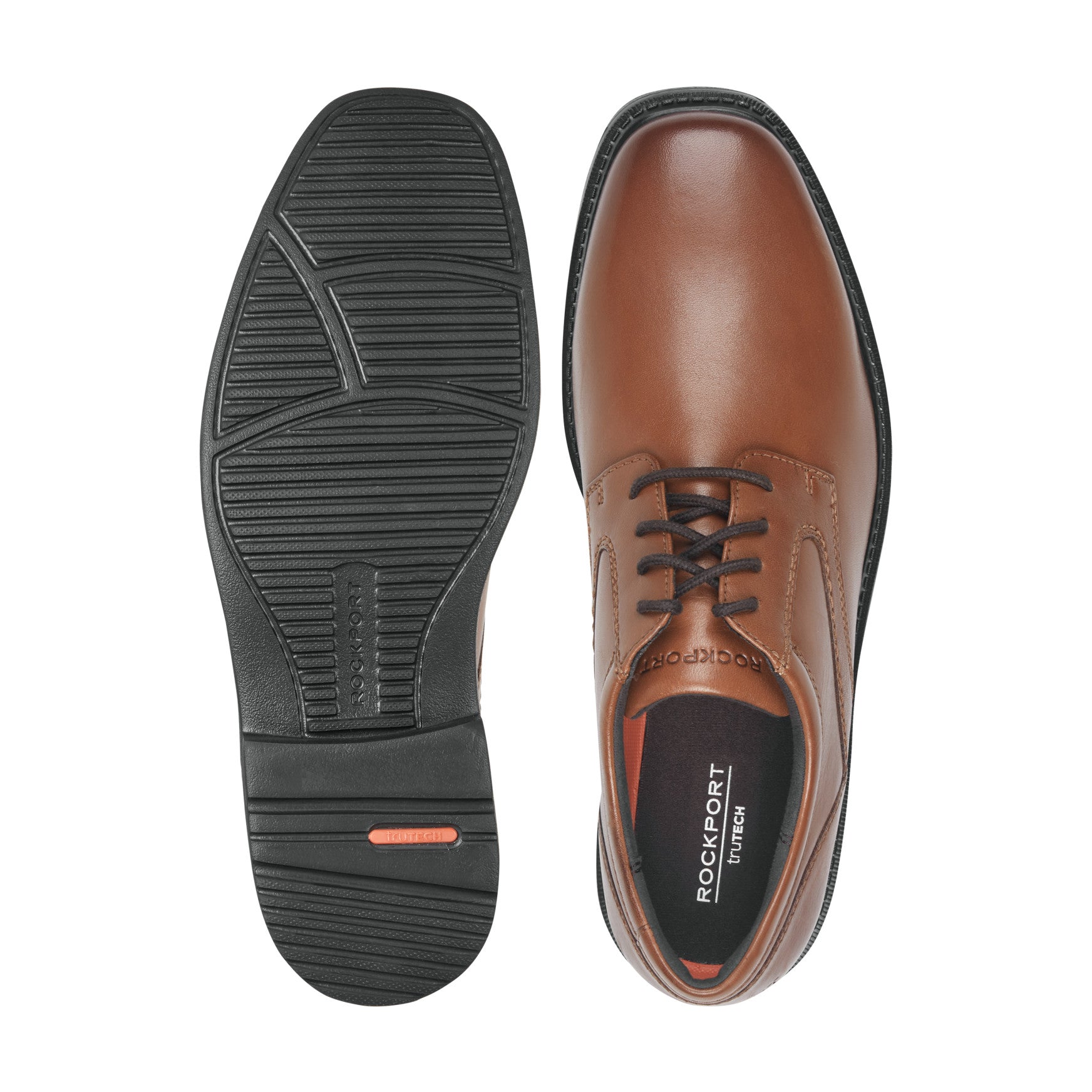Men Rockport Style Leader 2 Plain Toe Oxford British Tan Leather