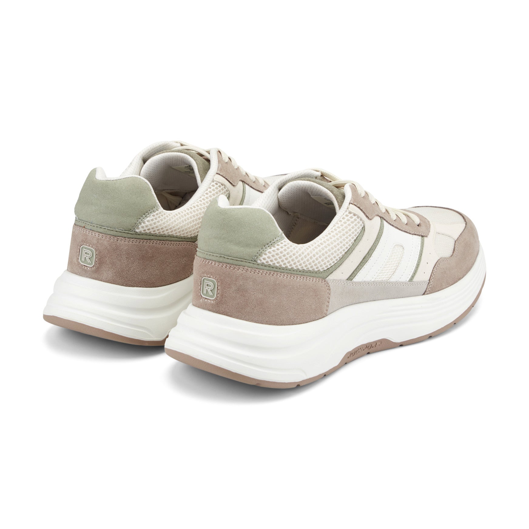 Men Rockport Henry Casual Lace-Up Sneakers Light Green Suede
