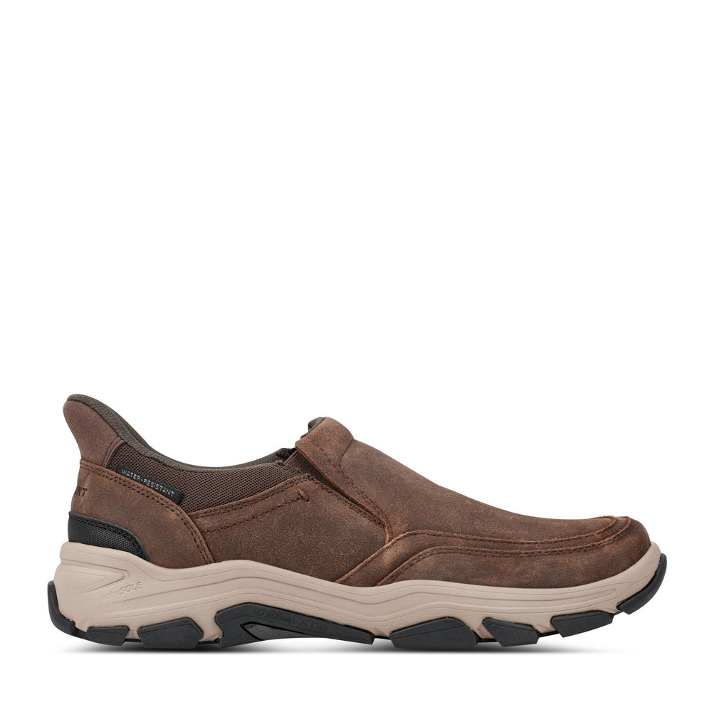 Men Rockport Reece Step Activated Slip-ons Medium Brown Suede