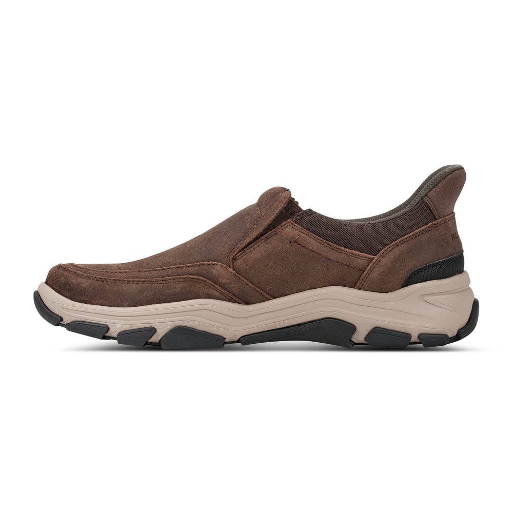 Men Rockport Reece Step Activated Slip-ons Medium Brown Suede