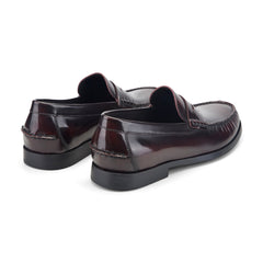 Men Rockport Willcox Classic Penny Loafers Dark Burgundy Leather