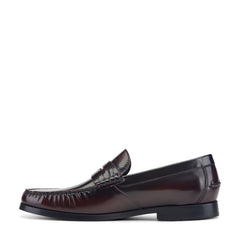 Men Rockport Willcox Classic Penny Loafers Dark Burgundy Leather