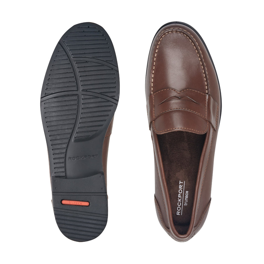 Men Rockport Classic Penny Loafers Dark Brown Leather