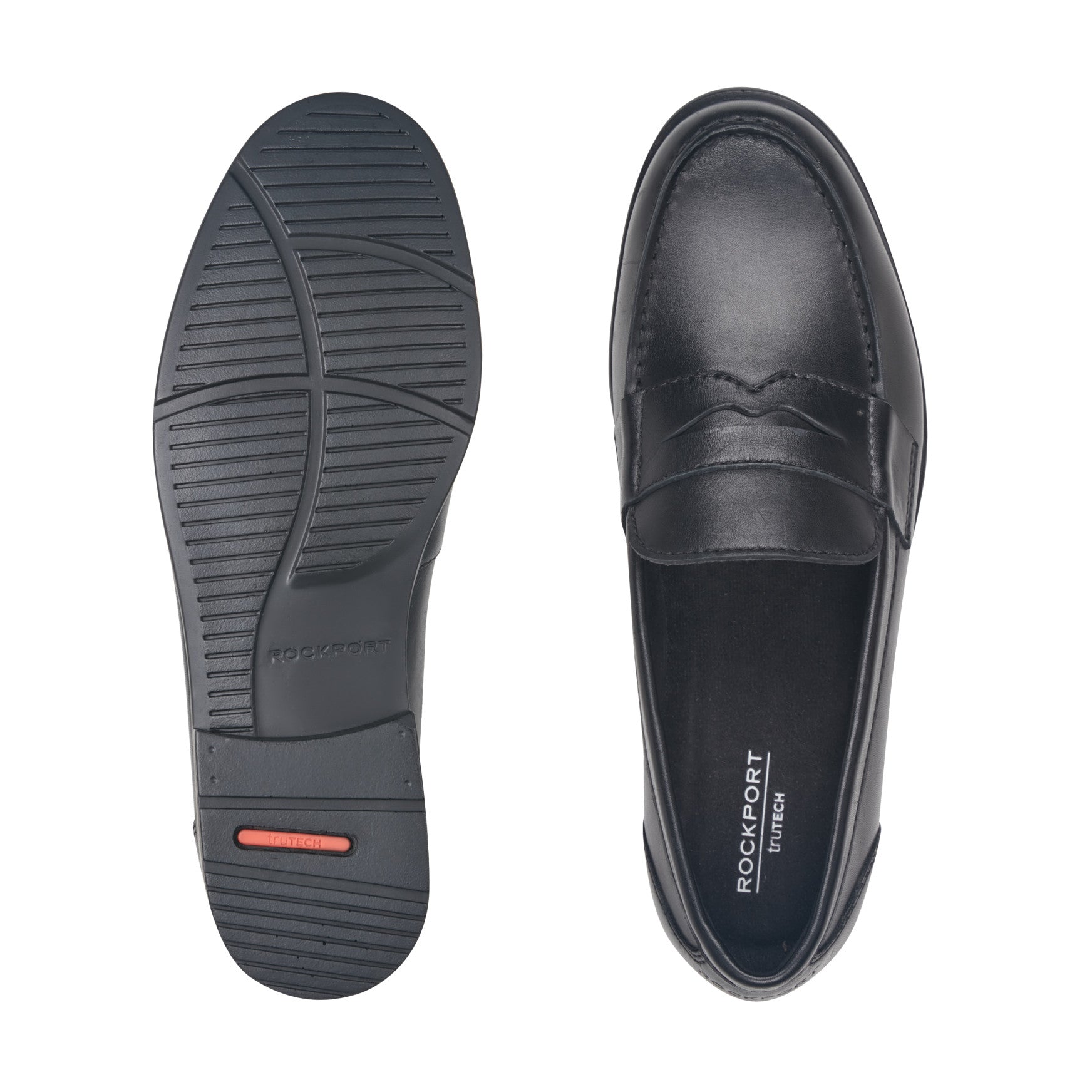 Men Rockport Classic Penny Loafers Black Leather