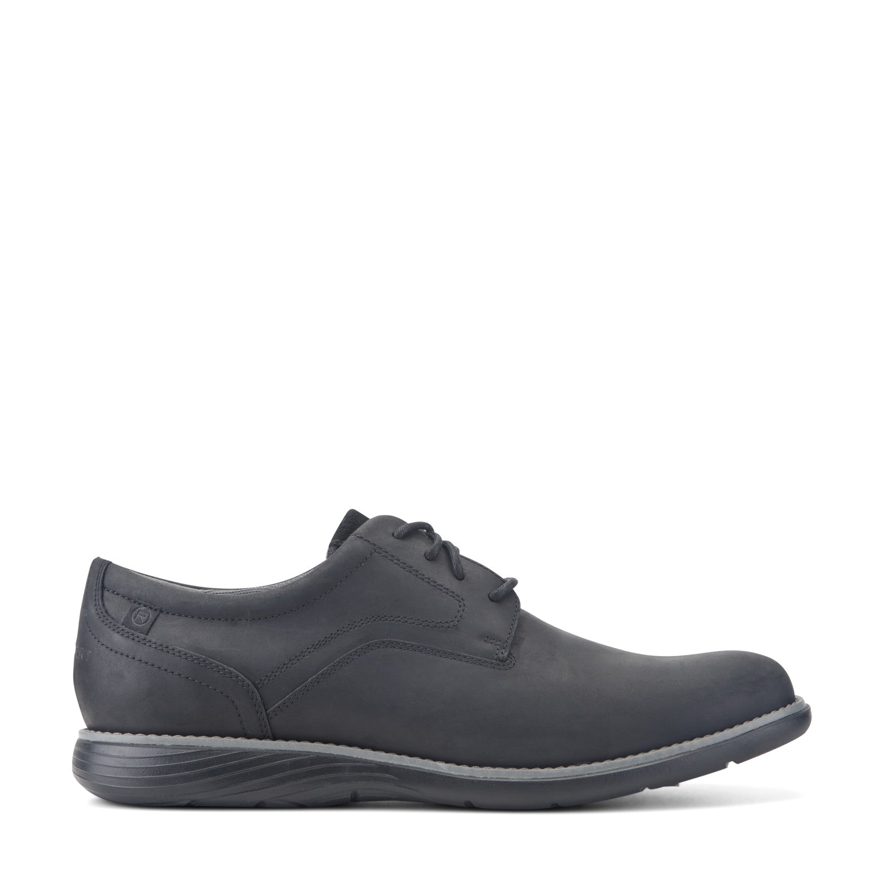 Men Rockport Garett Plain Toe Oxford Black Leather