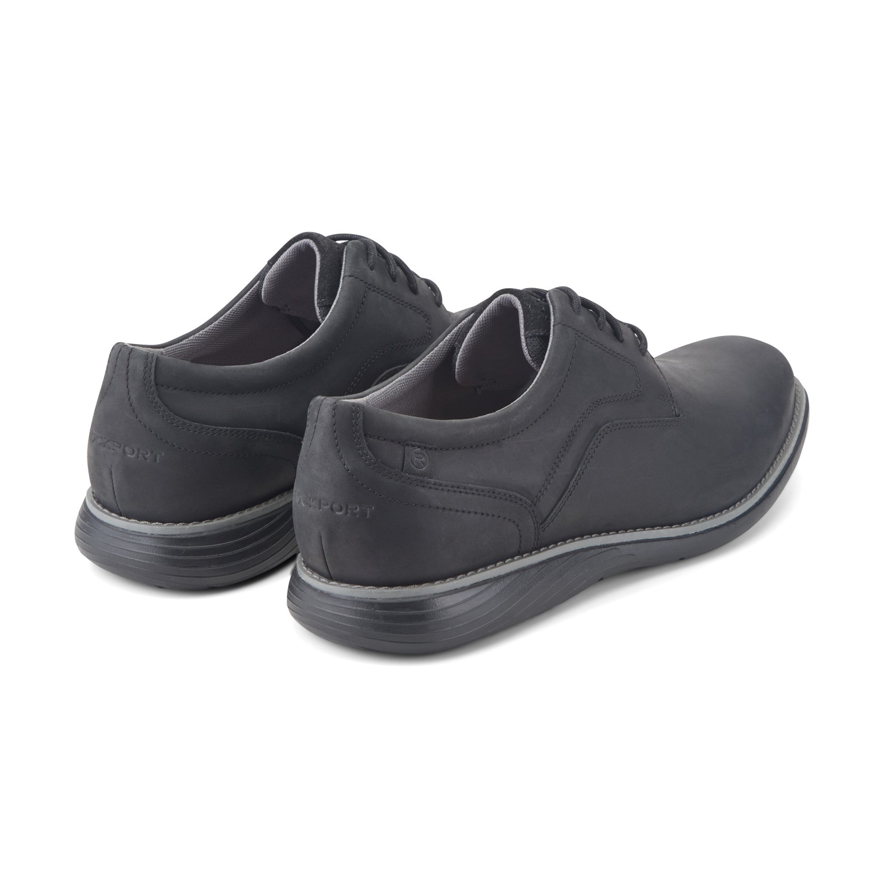 Men Rockport Garett Plain Toe Oxford Black Leather