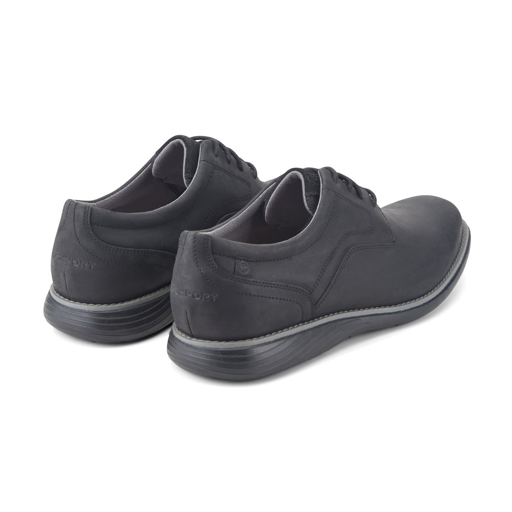 Men Rockport Garett Plain Toe Oxford Black Leather
