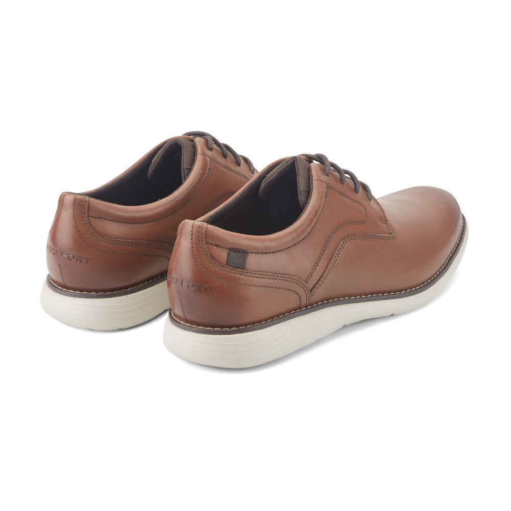 Men Rockport Garett Plain Toe Oxford Cognac Leather