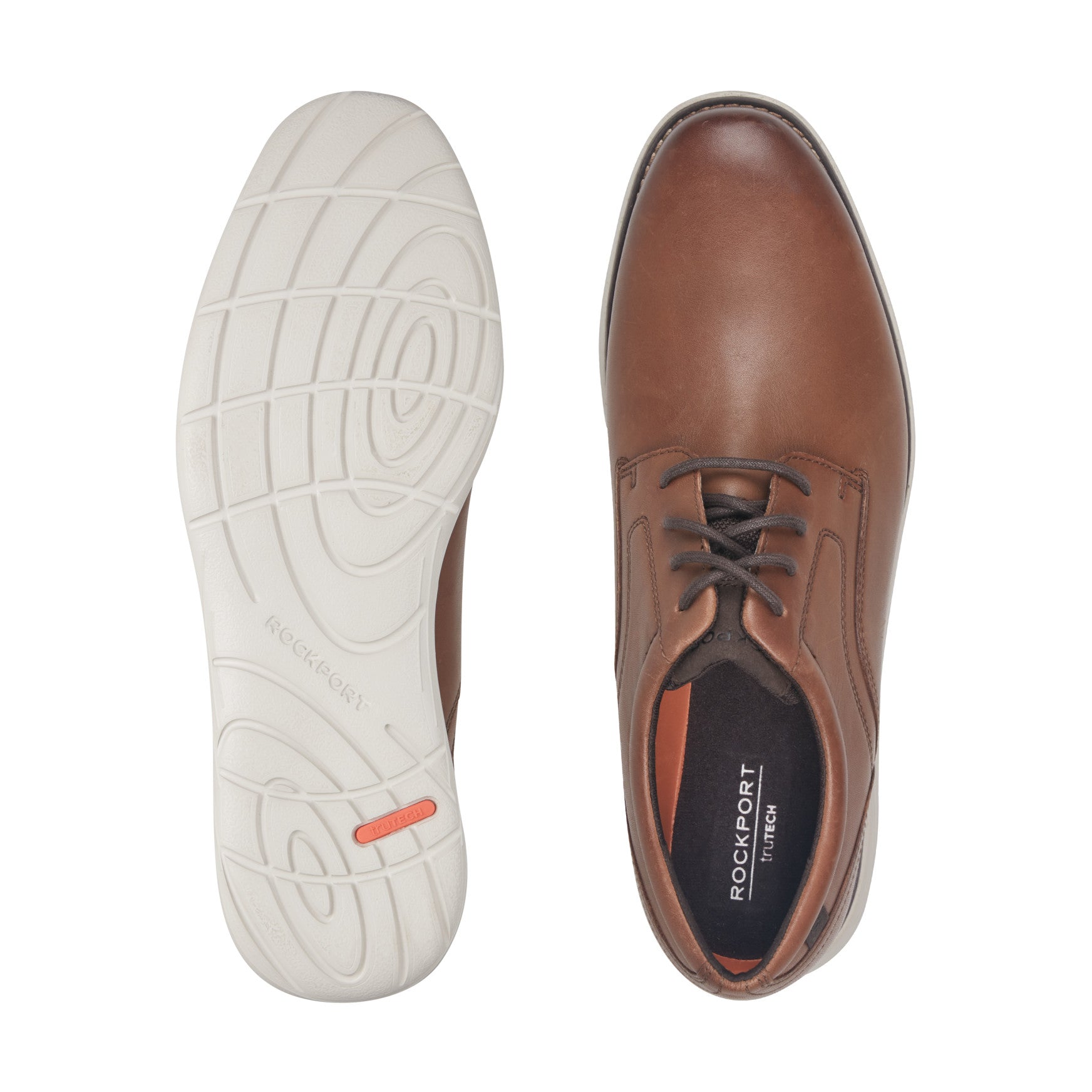 Men Rockport Garett Plain Toe Oxford Cognac Leather