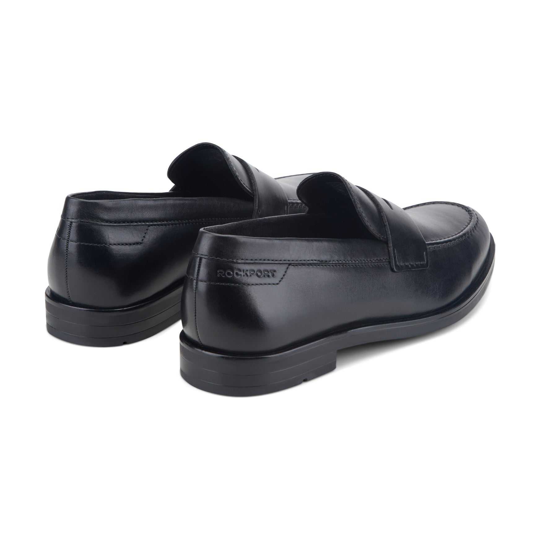 Men Rockport Sutton Penny Loafers Black Leather