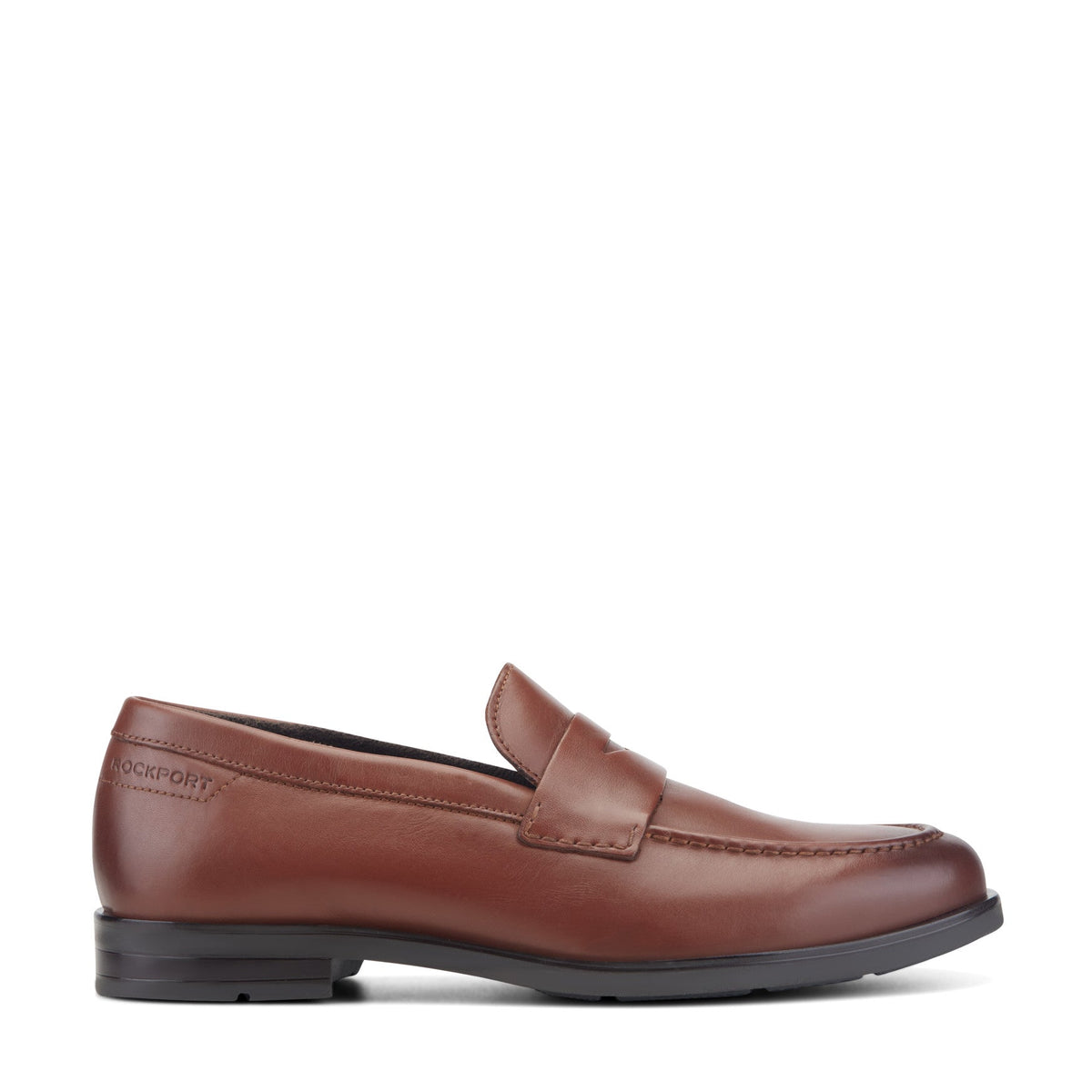 Men Rockport Sutton Penny Loafers Dark Natural Leather