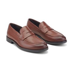 Men Rockport Sutton Penny Loafers Dark Natural Leather