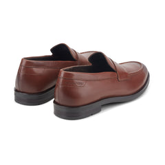 Men Rockport Sutton Penny Loafers Dark Natural Leather