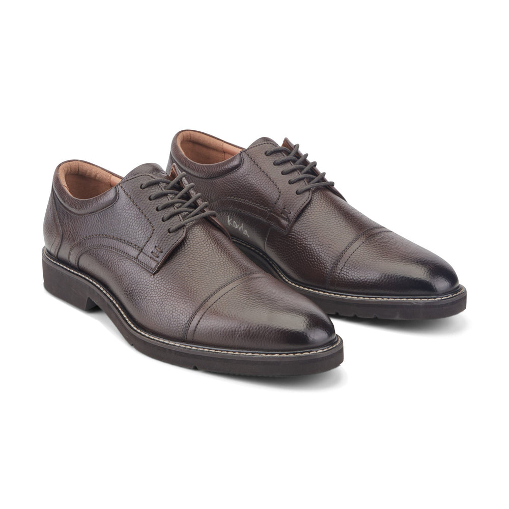 Men Rockport Findlay Dress Lace-up Almond Toe Oxfords Dark Brown Leather