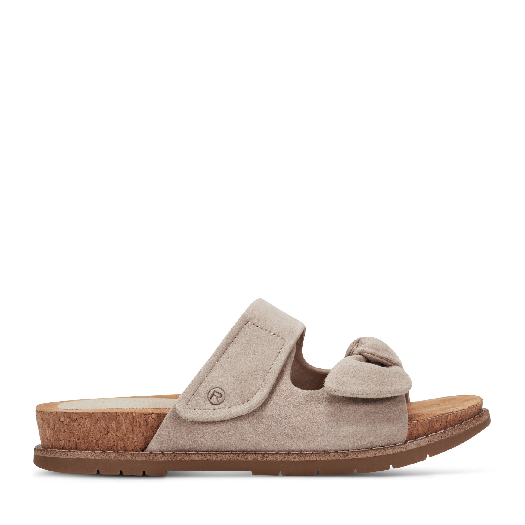 Women Rockport Zova Slip-on Open Toe Flat Casual Sandals Taupe Suede