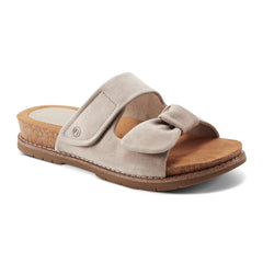 Women Rockport Zova Slip-on Open Toe Flat Casual Sandals Taupe Suede