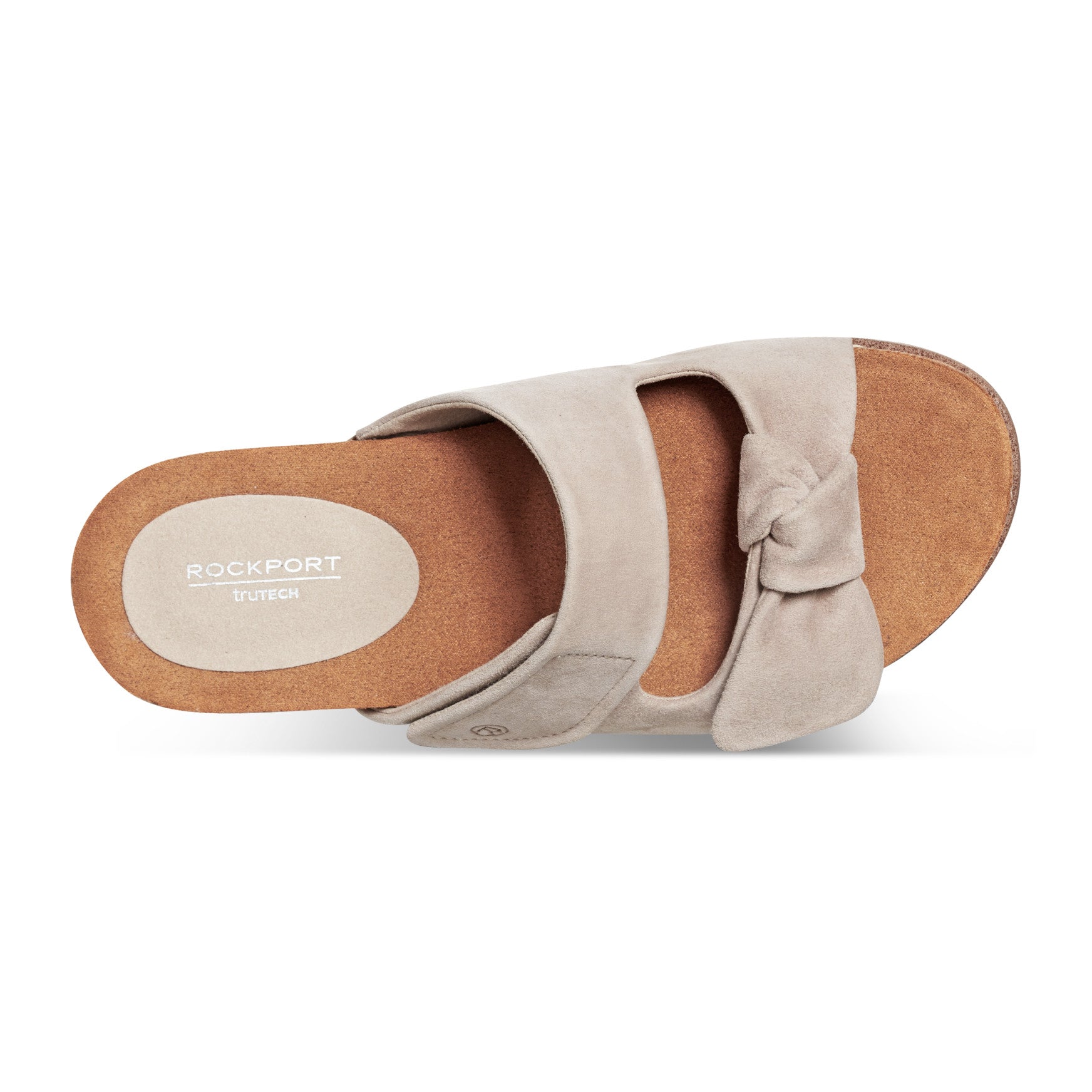 Women Rockport Zova Slip-on Open Toe Flat Casual Sandals Taupe Suede