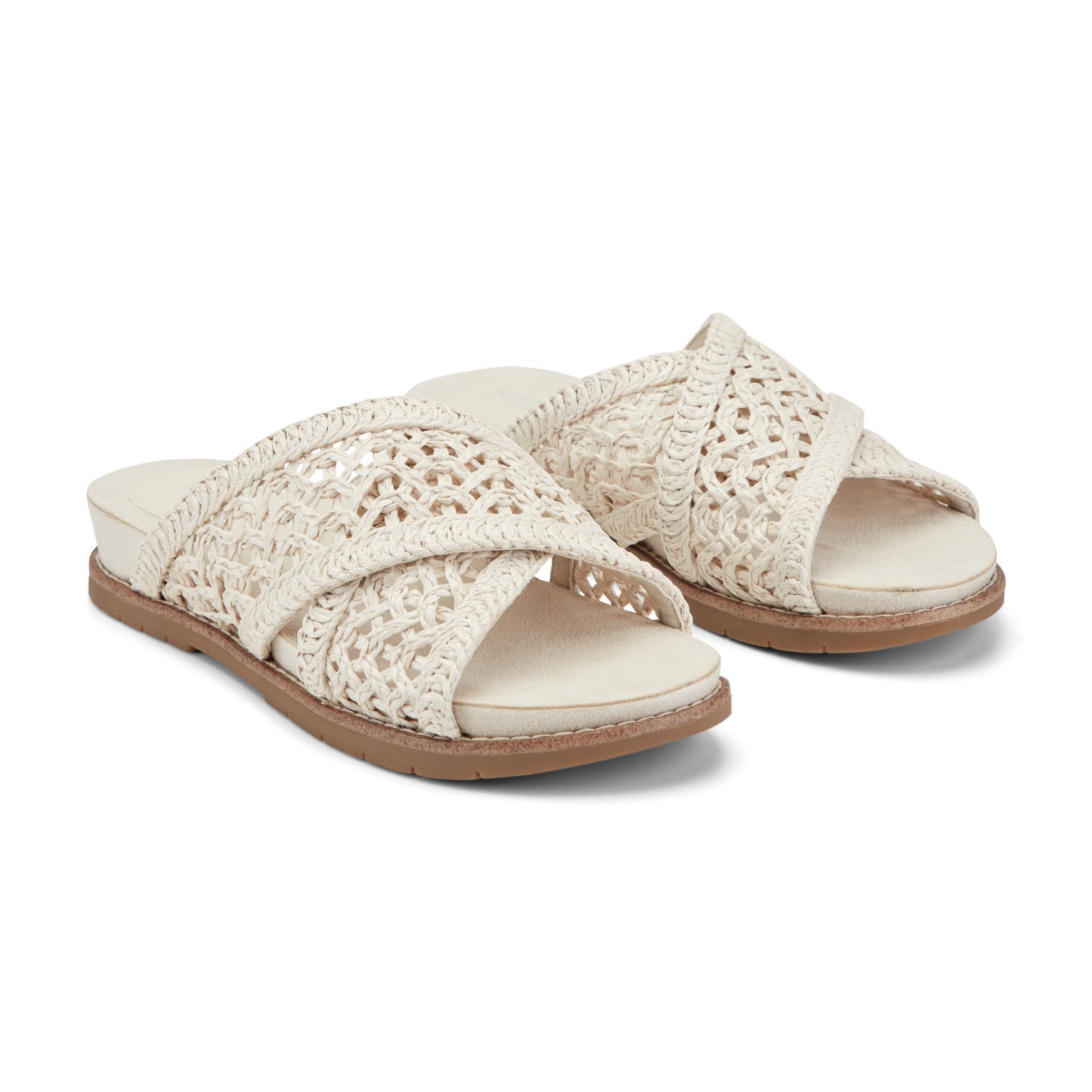 Women Rockport Zora Open Toe Slip-on Flat Casual Sandals Ivory