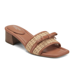 Women Rockport Clarice Slip-On Sandals Light Natural Leather