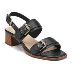 Women Rockport Halena Slingback Dress Sandals Black Leather