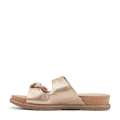 Women Rockport Zova Slip-on Open Toe Flat Casual Sandals Gold