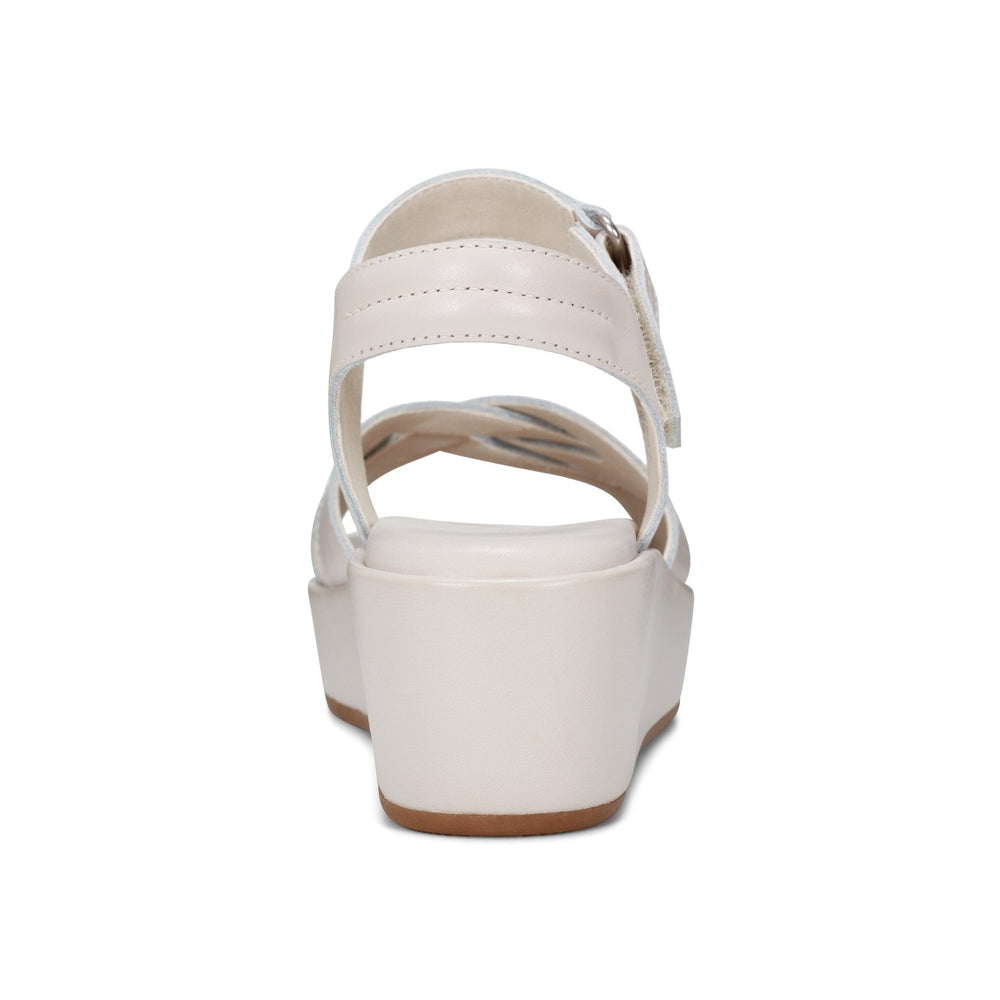 Women Rockport Amira Strappy Open Toe Casual Wedge Sandals Ivory