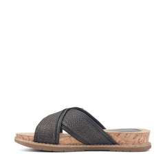 Women Rockport Zemira Slip-on Casual Sandals Black Raffia