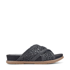 Women Rockport Zora Open Toe Slip-on Flat Casual Sandals Black