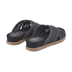 Women Rockport Zora Open Toe Slip-on Flat Casual Sandals Black