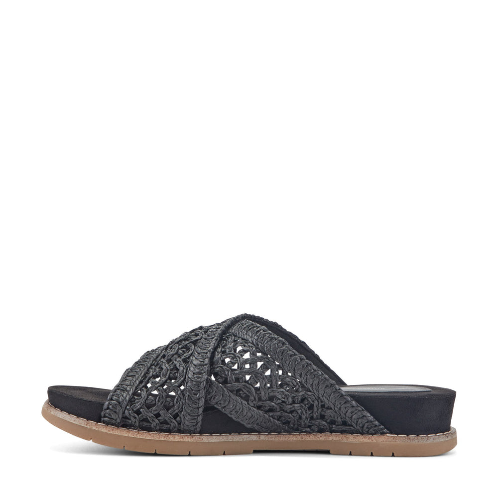 Women Rockport Zora Open Toe Slip-on Flat Casual Sandals Black