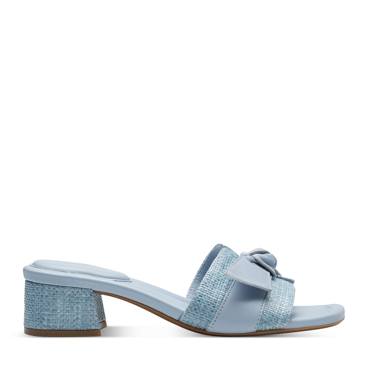 Women Rockport Carsie Block Heel Square Toe Slip-on Sandals Light Blue
