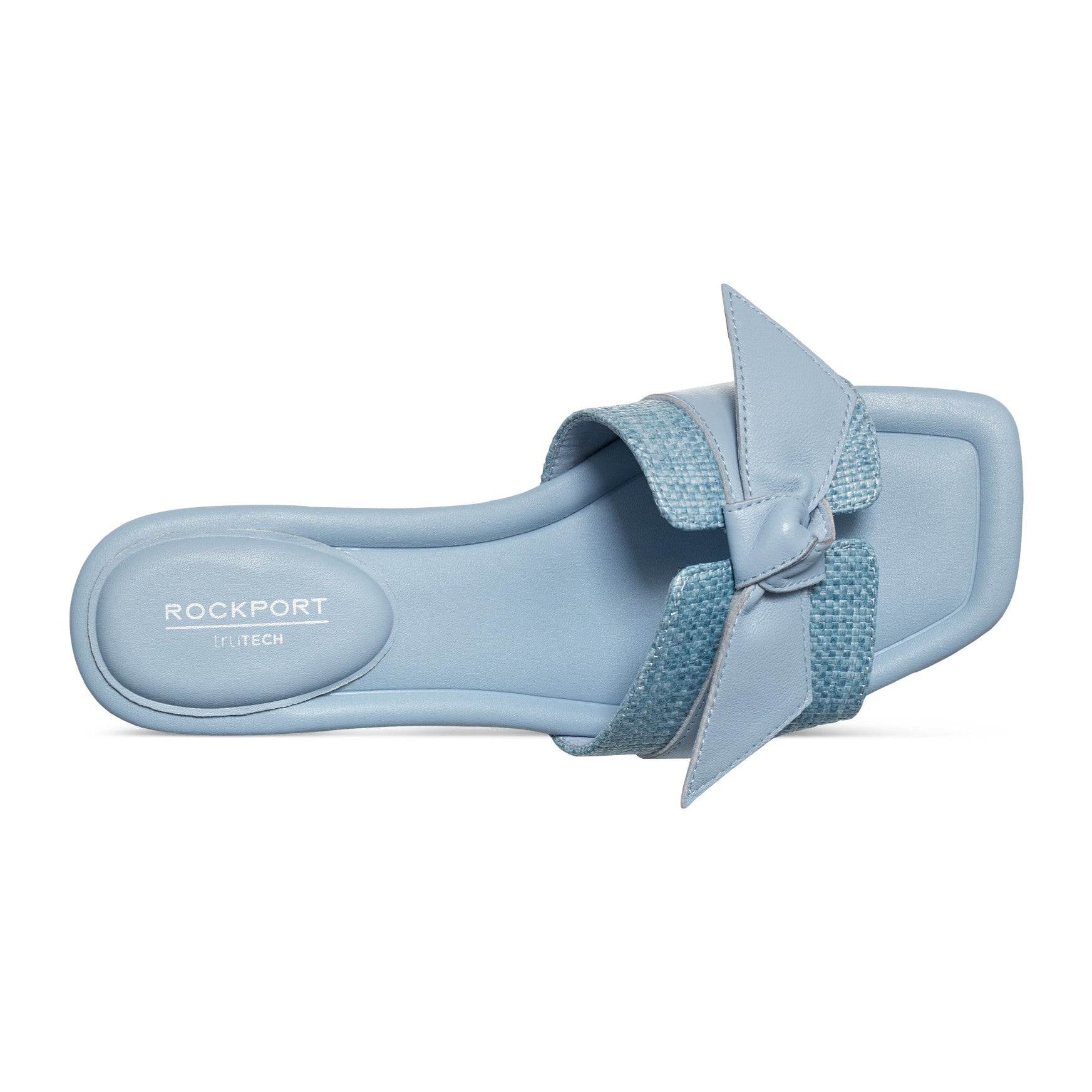 Women Rockport Carsie Block Heel Square Toe Slip-on Sandals Light Blue