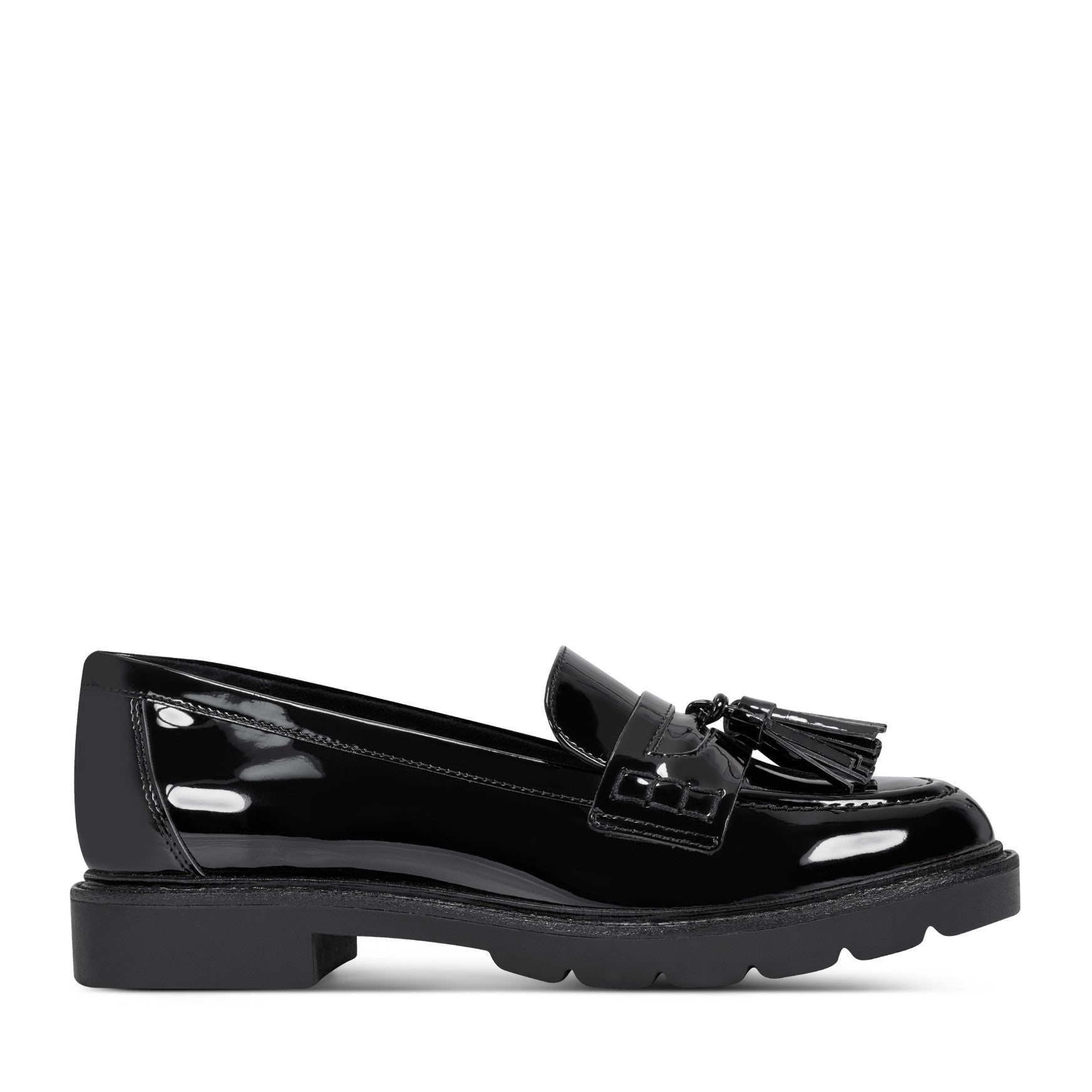 Women Rockport Kiara Tassel Loafers Black Patent