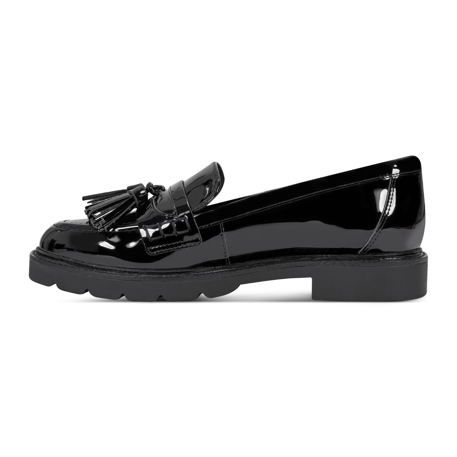 Women Rockport Kiara Tassel Loafers Black Patent