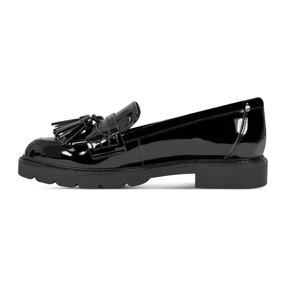Women Rockport Kiara Tassel Loafers Black Patent